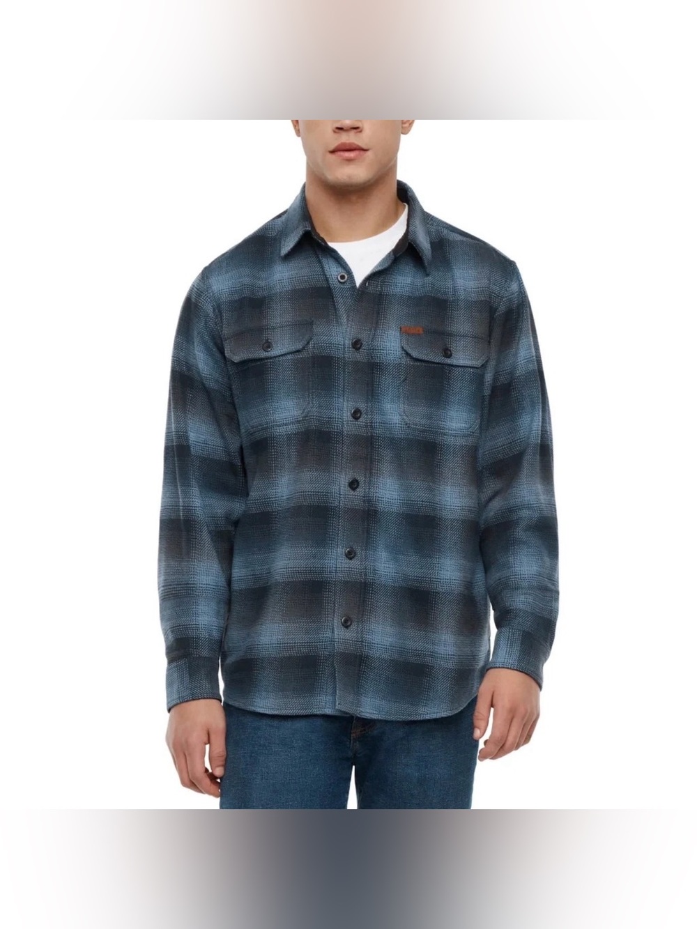 NWT Orvis Men's Blue Plaid Flannel Button-Up Shirt Jacket S